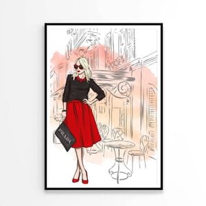 Red Shaded Fashion Store with Lady Print 100% Australian Made 60x90cm (Poster)