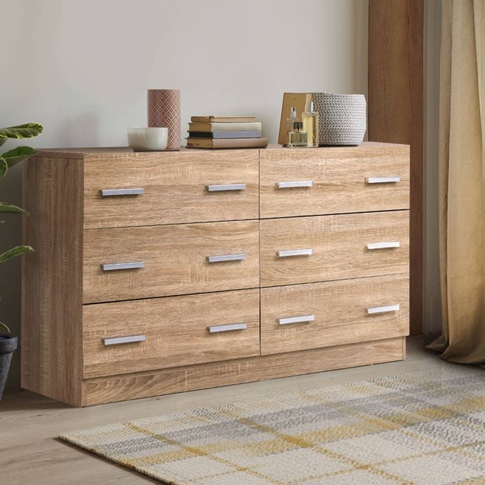 Homfurn 6-drawer Tallboy Chest Of Drawers Storage Dresser For Bedroom Hallway & Living Room