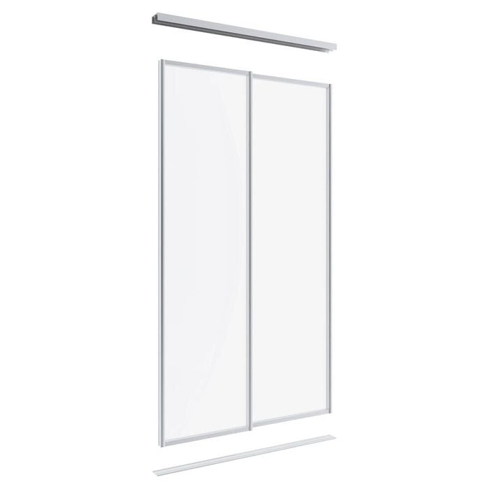 Lugna 2100 x 1200mm Clear Anodised Optiglass Panel Wardrobe Double Sliding Doors