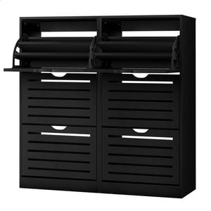 ALFORDSON 2x Shoe Cabinet Rack Flip Drawers Black