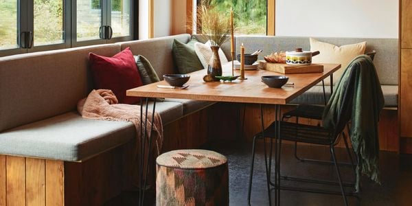Dining table around bench seat