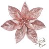 Catzon 12 Pcs Glitter Christmas Flowers with Clips Artificial Poinsettia-RosyGold