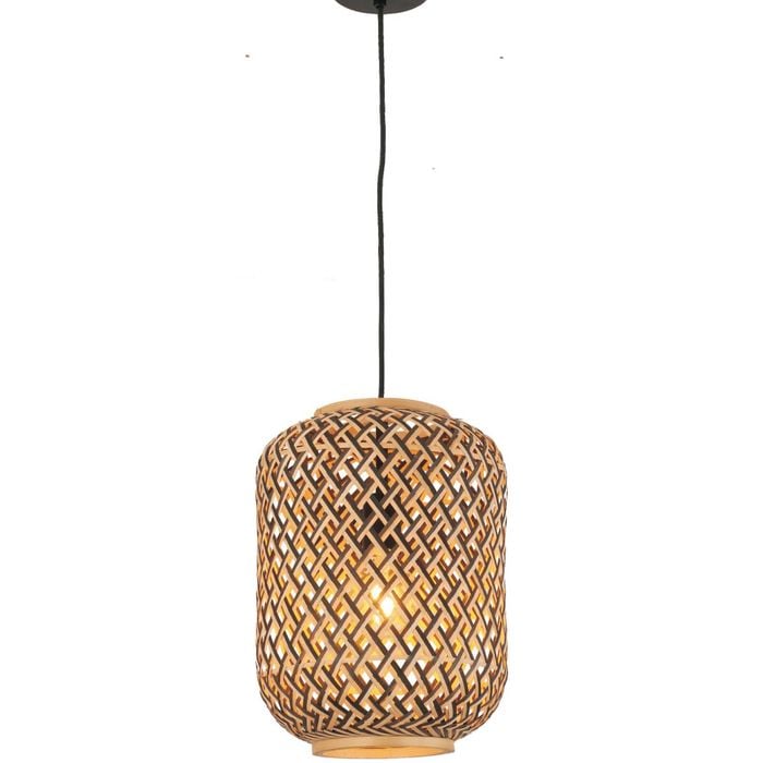 CLA Lighting CESTA Interior Cylinder Brown/Natural Bamboo Cage Pendant Light