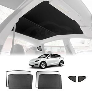 Tesla Model Y Glass Roof Sunroof Mesh Top with UV Heat Insulation Film and Port Window Black Color