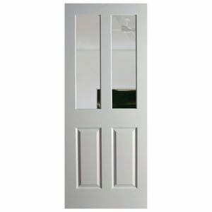 Hume Doors & Timber 820 x 2040 x 35mm Internal Door Primed MDF Moulded Panel Ascot ASC-G Clear Glass