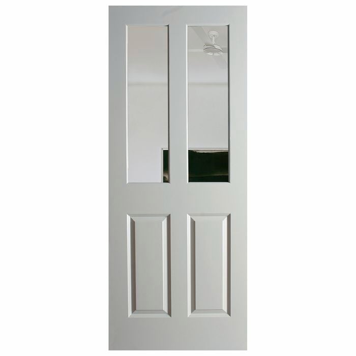 Hume Doors & Timber 820 x 2040 x 35mm Internal Door Primed MDF Moulded Panel Ascot ASC-G Clear Glass
