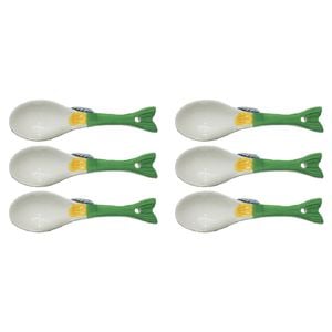 6PK LVD Ceramic 13.5cm Fish Oscar Spoon Food/Soup Serving Utensil