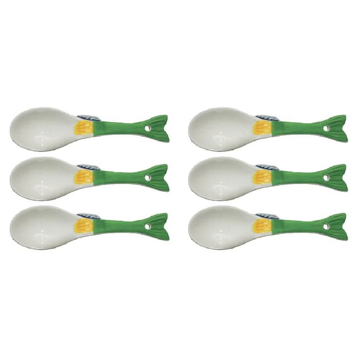 6PK LVD Ceramic 13.5cm Fish Oscar Spoon Food/Soup Serving Utensil
