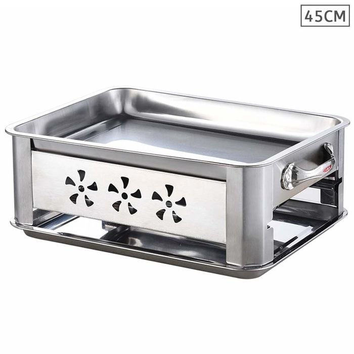 45cm Portable Stainless Steel Outdoor Chafing Dish with BBQ Fish Grill Plate
