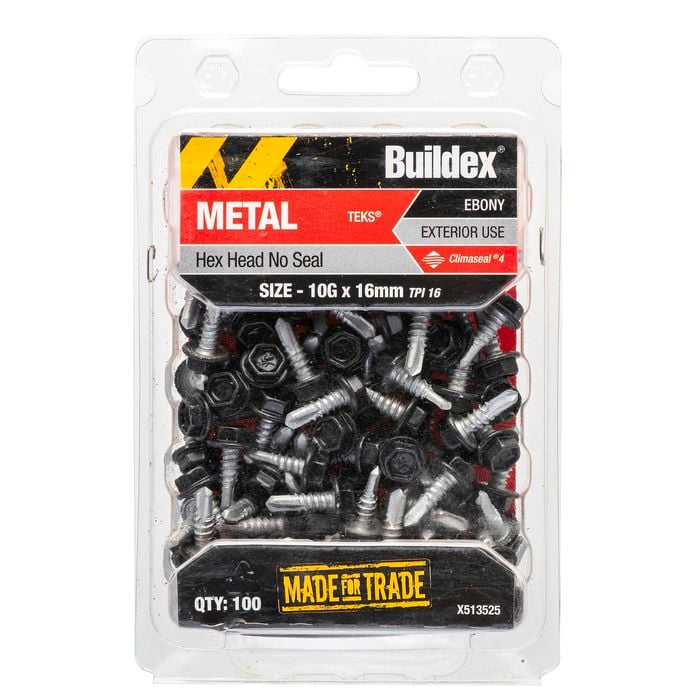 Buildex 10G x 16mm Night Sky Metal C4 HexHead No Seal Tek Screws - Box 100