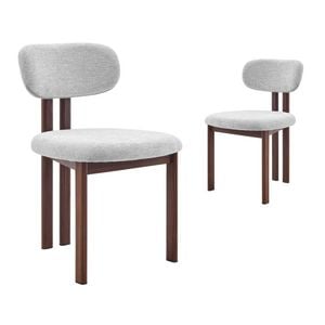 Hilda Dining Chairs Pair (Set of Two) Grey and Walnut