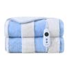 Dreamaker Denver Carved Stripe Premium Faux Fur Electric Heated Throw Blanket Sky 180x200cm | Overheat Protection & Washable
