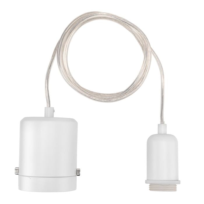 Brilliant White Maggie Plug-In DIY Shade Holding Suspension Pendant