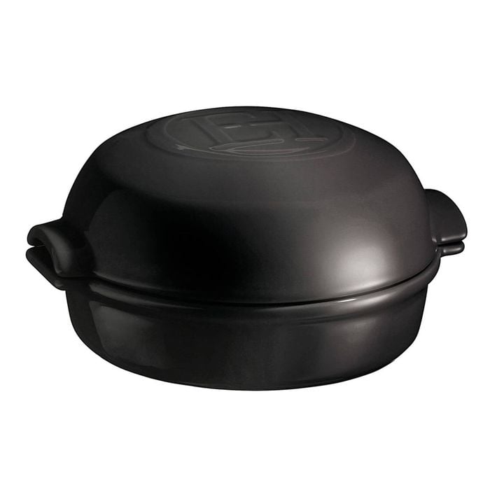 Emile Henry Ceramic Cheese Baker Pot w/ Lid Round Charcoal