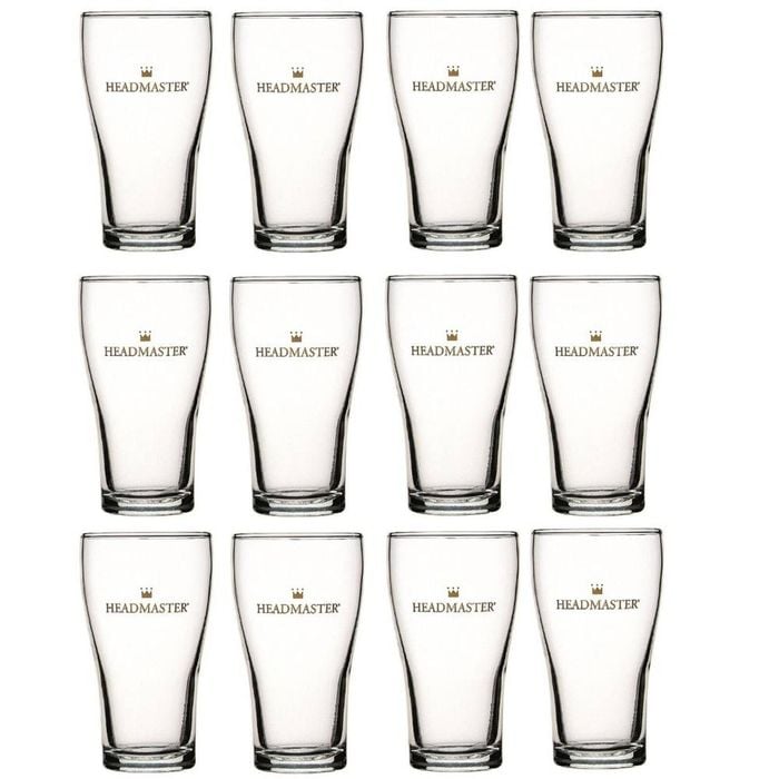 Crown Nucleated Headmaster Beer Conical Glasses 425ml | Set Of 12