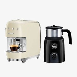 Lavazza, A Modo Mio Smeg, Capsule Coffee Machine with Milk Up Frother, Cream