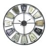 Salesbay Vintage Industrial Wall Clock Roman Numeral Silent Quartz Iron 70cm