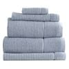 5pc Renee Taylor Cambridge 650gsm Textured Bath/hand/face Towel Blue Mirage