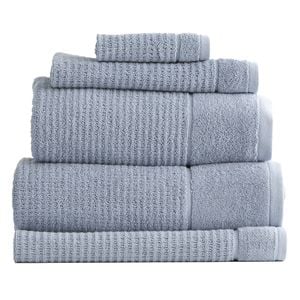 5pc Renee Taylor Cambridge 650gsm Textured Bath/hand/face Towel Blue Mirage