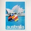 Galrie Sydney Harbour Vintage Travel Poster Retro Australian Wall Art Print Home Décor, White Frame, 70 x 100cm (28 x 40inch)