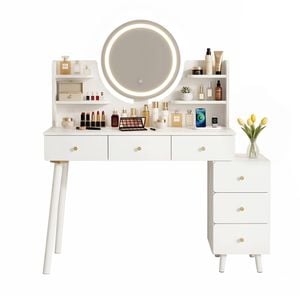 Artiss Dressing Table Vanity Desk Led Charging Station White