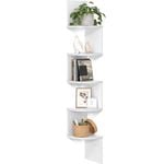 5-Tier Floating Corner Bookshelf for Bedroom, Living Room, Bathroom, Home Office - Simply White