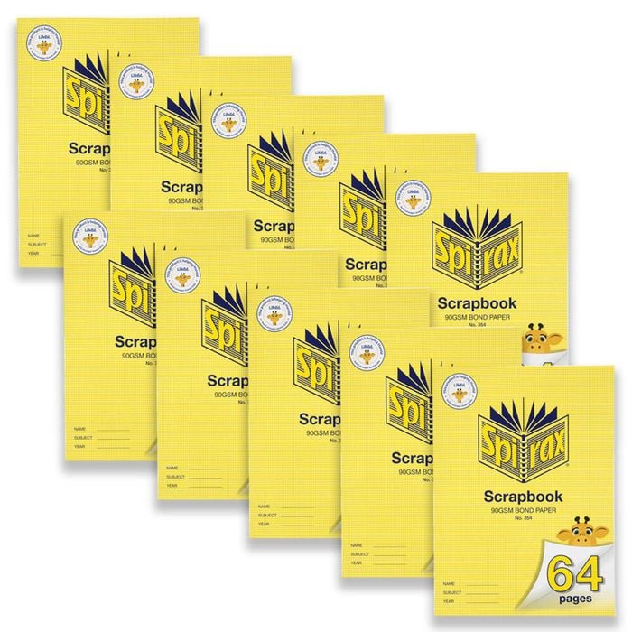 10pc Spirax 354 Super Size Blank Scrapbook School Stationery 90gsm 64pgs Yellow