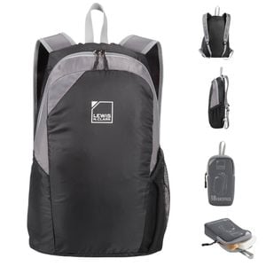 Lewis N. Clark 18" Packable Foldable Compact Travel Backpack  Black/Grey