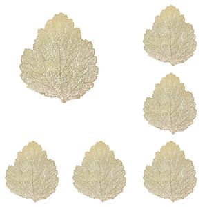 Catzon 6 Pcs Placemats Leaf Shaped Pvc Hollowed-out-gold