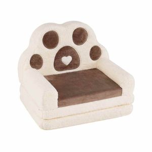 Costway Kid Sofa Chair 2in1 Foldable Couch Lounger Bear's Paw Brown