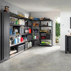 Garage featuring the Pinnacle Modular storage range and 1830 series shelving.