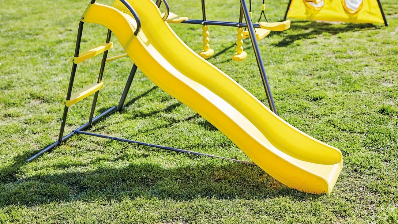 Yellow kids slide.