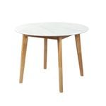 Levede Round Rubberwood Dining Table 100CM White