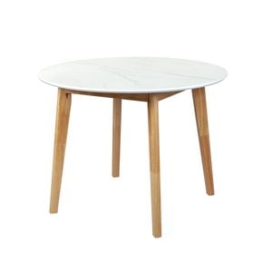 Levede Round Rubberwood Dining Table 100CM White