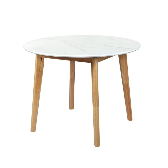 Levede Round Rubberwood Dining Table 100CM White