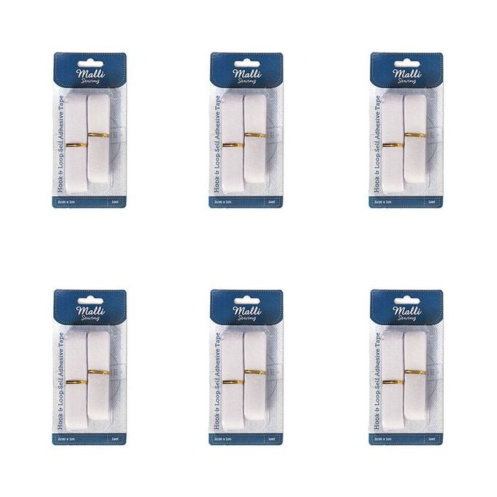 6pk Malli Sewing Hook & Loop Self Adhesive Reusable Fabric Fastener 1220mm X 1m