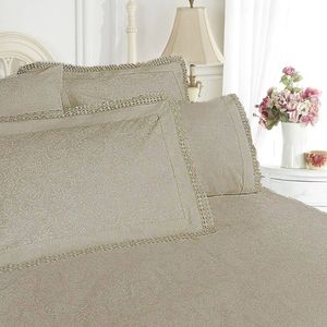 Shangri La Broderie Anglaise Sheet Set Latte Double