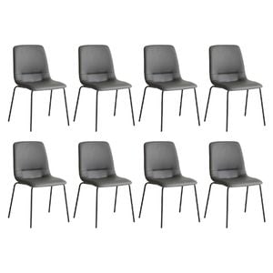 Levede 8pcs PU Leather Stackable Dining Chairs - Dark Grey