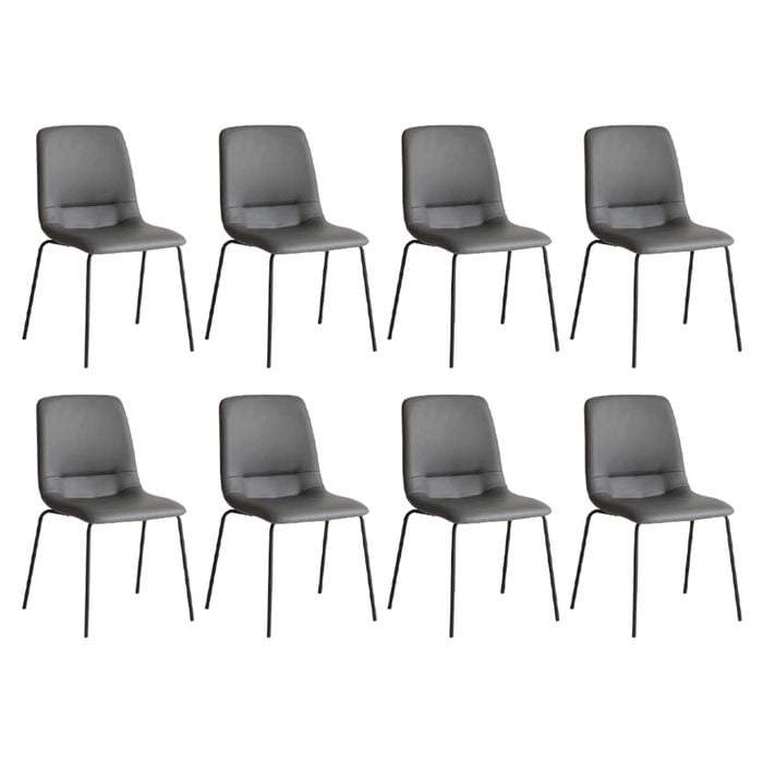 Levede 8pcs PU Leather Stackable Dining Chairs - Dark Grey