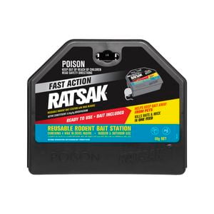 RATSAK Fast Action Reusable Rodent Bait Station With Wax Blocks