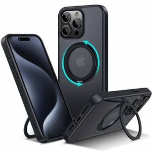 Tough On iPhone 15 Pro Max Case 360° Rotate Stand With MagSafe Black
