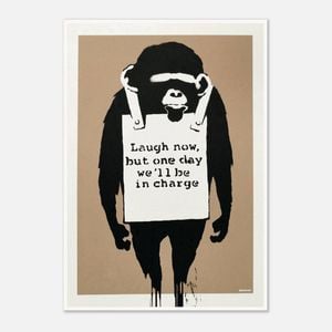 Galrie Banksy Laugh Now Art Print 2003 - Iconic Wall Decor, Poster Only, 70 x 100cm (28 x 40inch)
