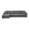 5-Piece Modular Corduroy Sofa with Storage Chaise Grey