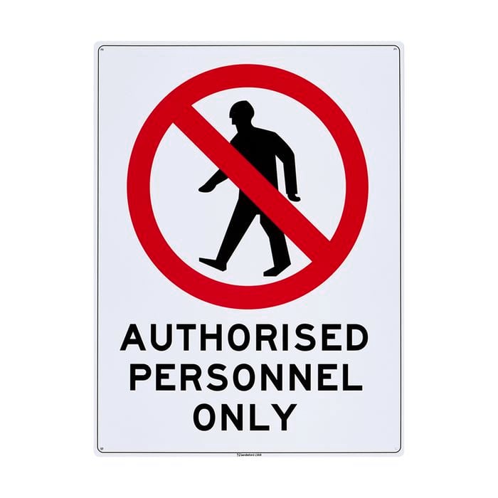 Sandleford 450 x 600mm Authorised Personnel Only Plastic Sign