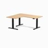 Desky L-Shape Sit to Stand Sublime Teak Melamine Desk 1600x1400mm - Left Return Height Adjustable Matte Black Leg