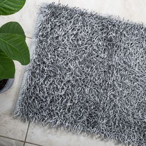 Luxury High Pile Soft Non Slip Bath Mat - Silver