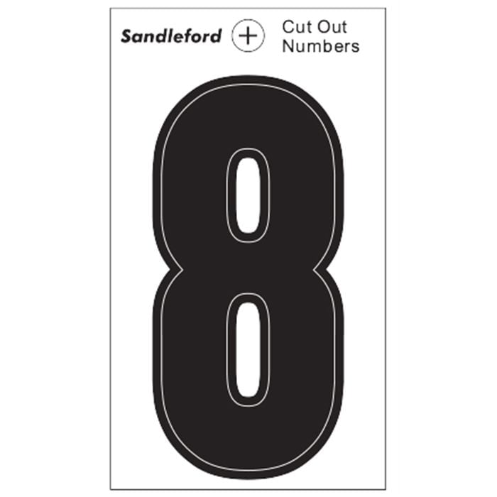 Sandleford Cut Out Numeral "8" 85mm Black Self Adhesive
