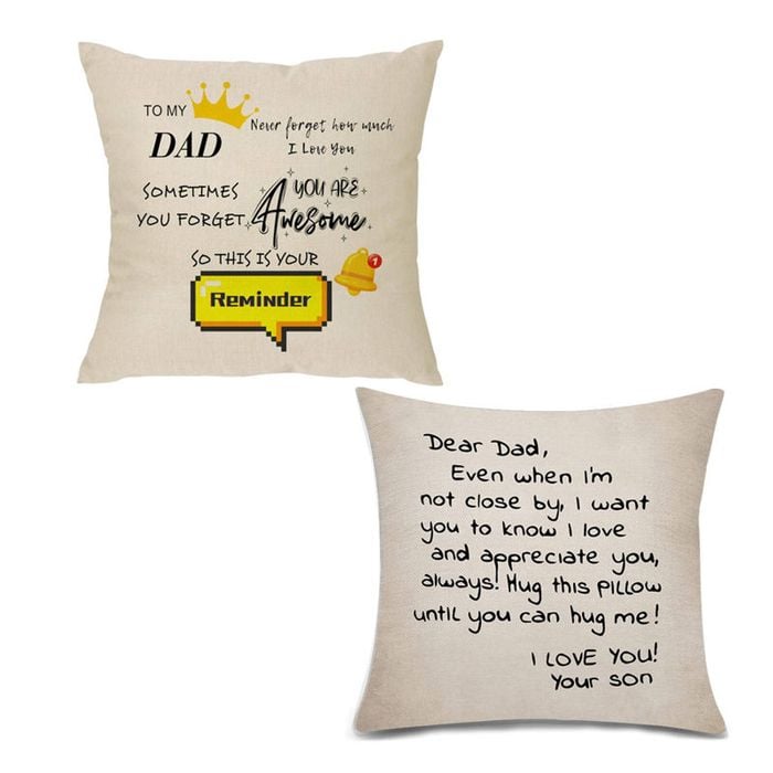 Catzon 2 Pcs Linen Throw Pillow Covers for Dear Dad Birthday Gifts for Father-Set 5