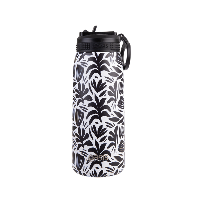 Oasis 780ml Stainless Steel Insulated Sports Drink Bottle - Monochrome Blooms
