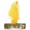 WIDE FLAPPER HEADBAND Feather Sequin Costume Gatsby Charleston Headpiece 1920s Orange